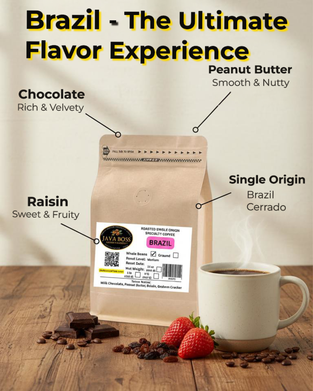 Brazil Cerrado - Medium Roasted - Coffee Beans - Image 2